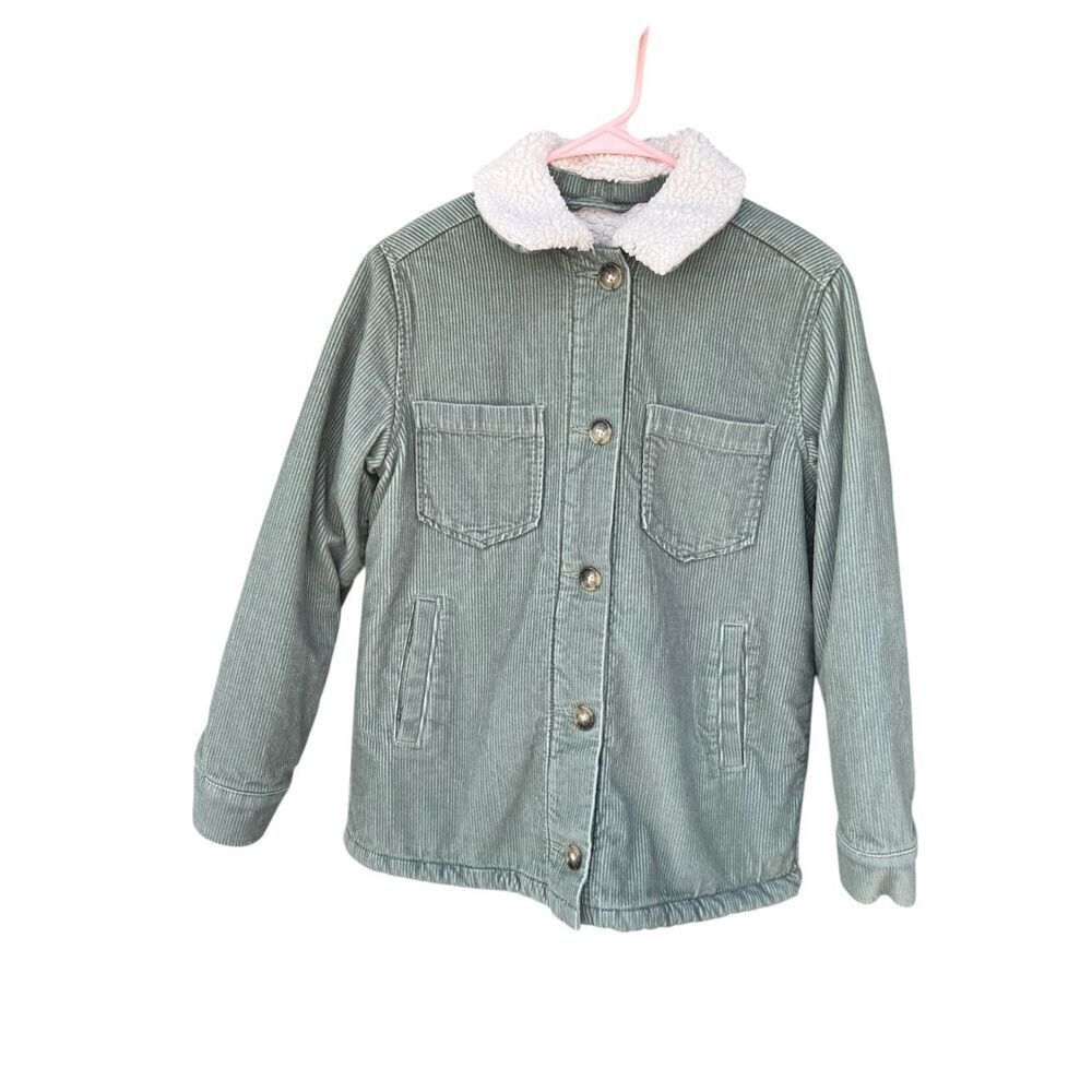 Hollister women’s medium green corduroy Sherpa lined button up jacket